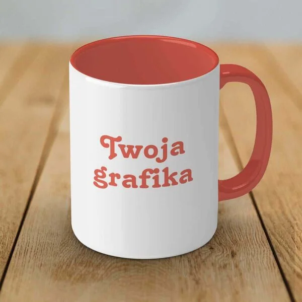Kubek-z-kolorowym-uchem-i-środkiem oraz własnym nadrukiem
